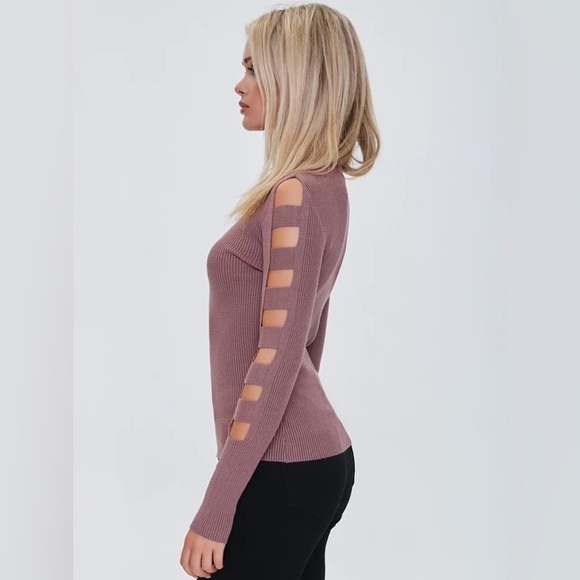 Forever 21 Ribbed Ladder Cutout Sweater - Purple - Size Small - NEW With Tag - Picture 2 of 8